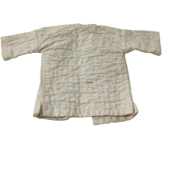 Vintage Kimono Quilted Pattern Fashion Doll Jacket Robe Cream Open Front FLAWS - Picture 3 of 5